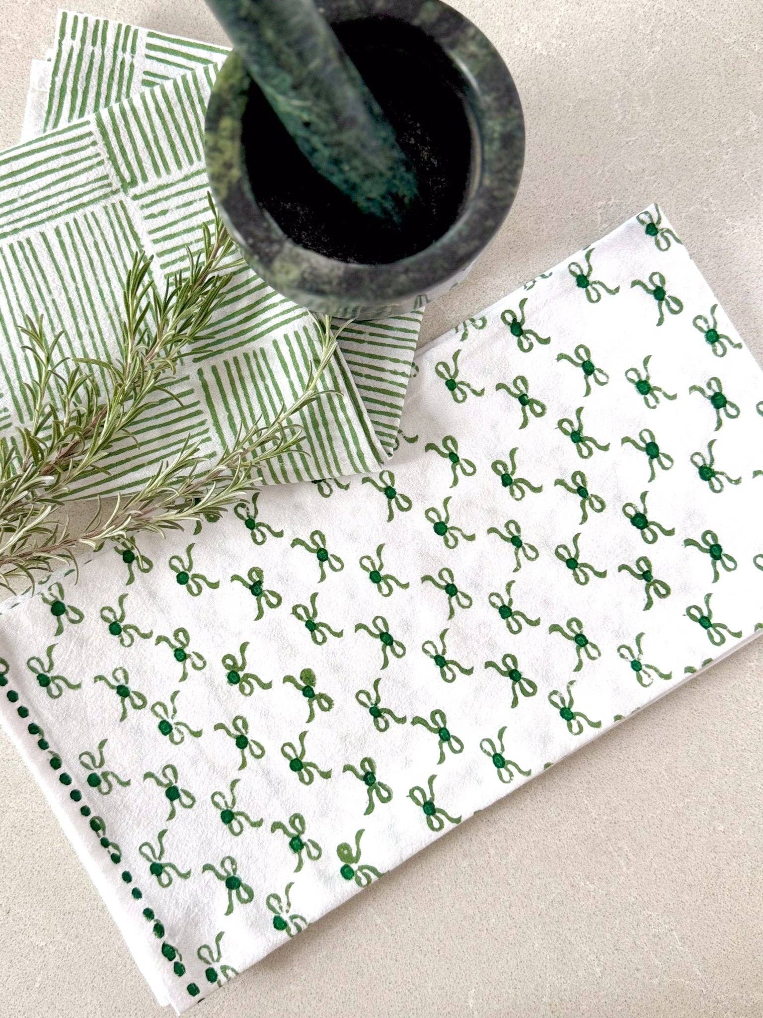Mended - Wholesale Tea Towel - Tea Towel - Striped, Sage2