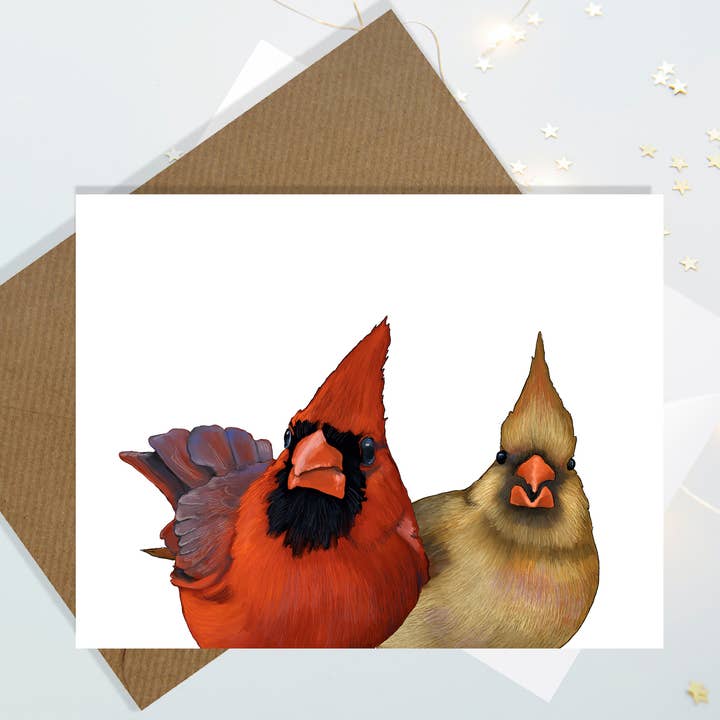 A2 Card Set - CARDINAL LOVE BIRDS - Set of 10 Cards for wholesale by Julie Townsend Studio