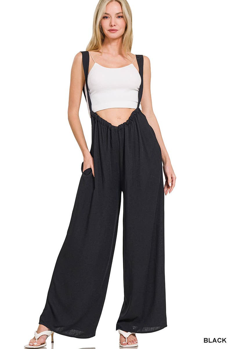 42POPS - Wholesale Jumpsuit - Women's - `.Tie Back Suspender Jumpsuit w/ Pockets2