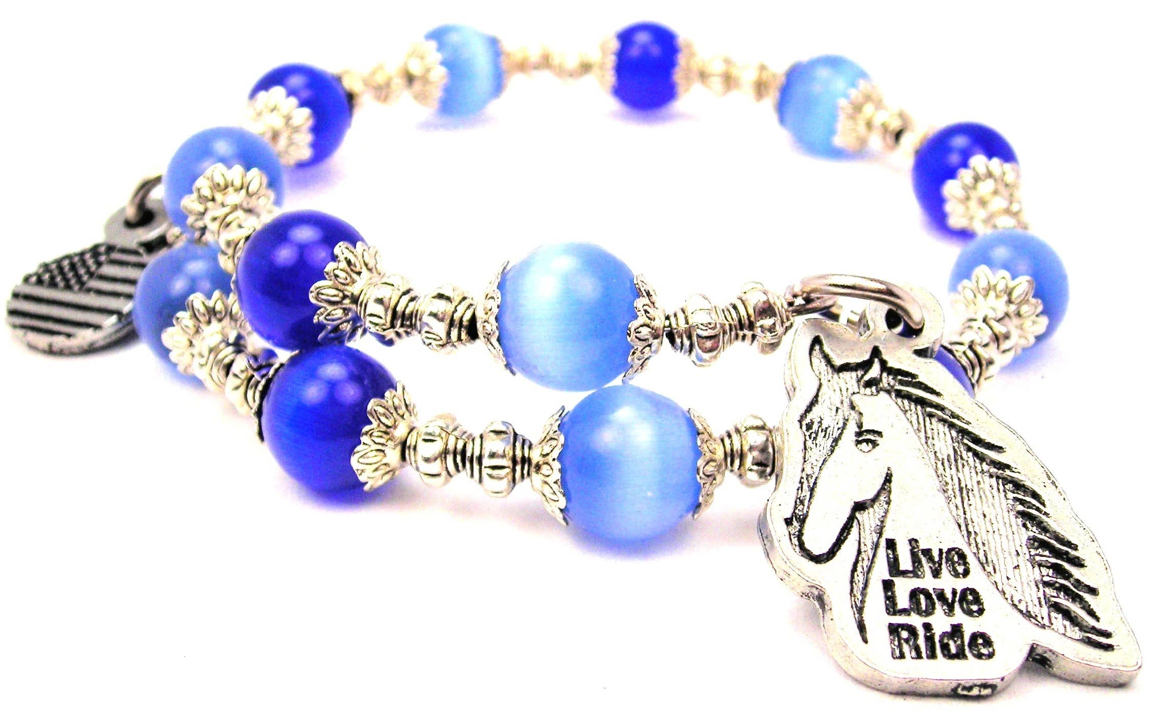 Chubby Chico Charms - Wholesale Charm/Dangle Bracelet - Live Love Ride Horses Cat's Eye Beaded Wrap Bracelet0
