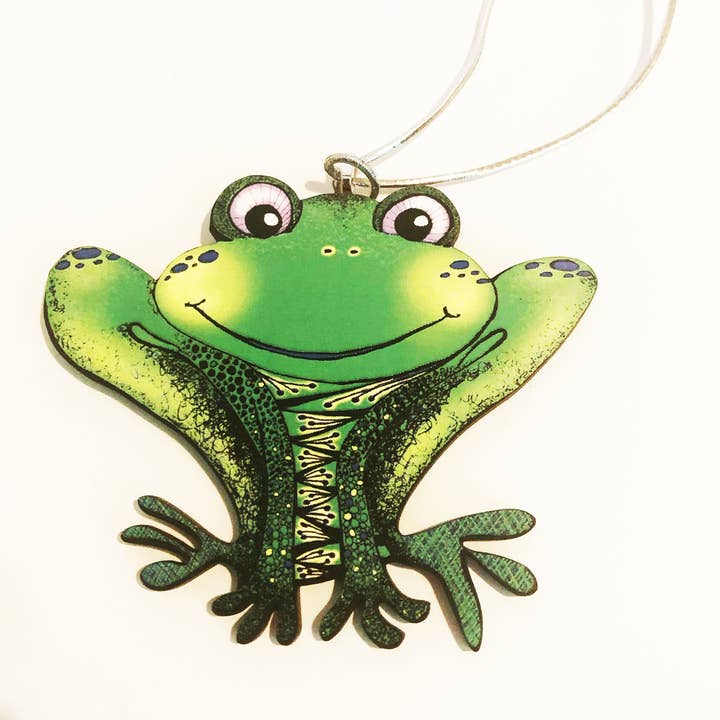 Green Frog Pendant Ornament, Nature Pendant, Cartoon Frog for wholesale by Katekreates