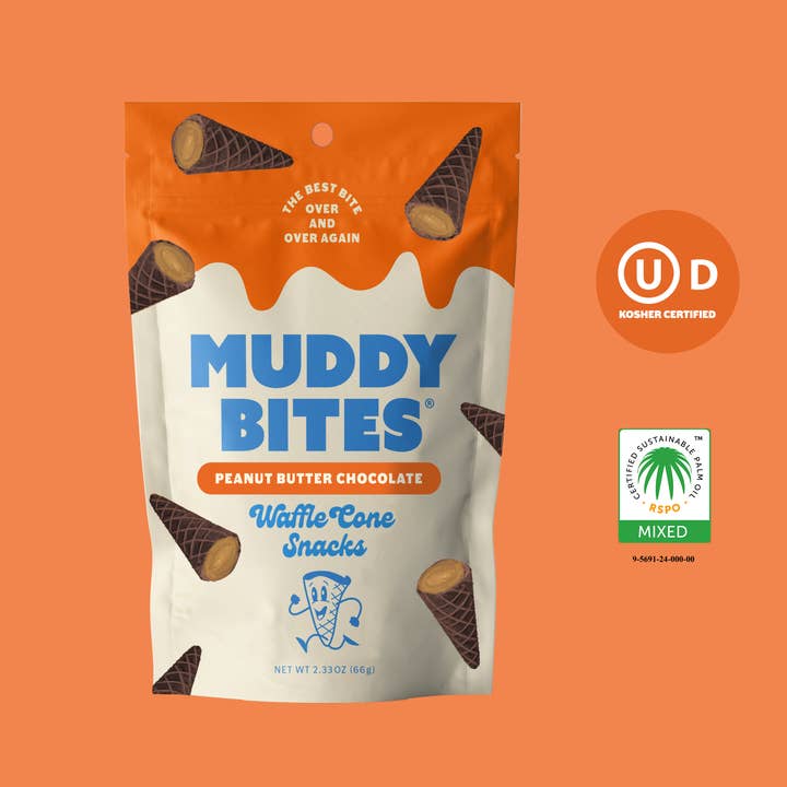 Muddy Bites - Wholesale Cookie - Peanut Butter Chocolate Waffle Cone Snacks