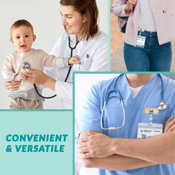 Nurseology - Wholesale Badge Accessory - Women's - Blue Bowtie Bandage | Nurse Badge Reel Holder2