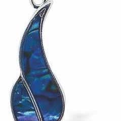 Natural Paua Shell Ocean Waves Necklace, Rhodium Plated for wholesale by Byzantium Collection Ltd