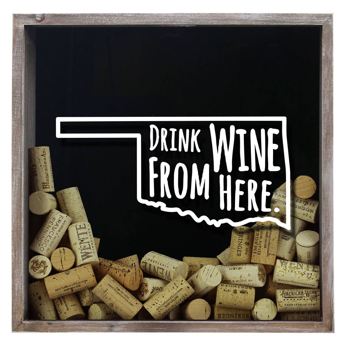 Torched Products - Wholesale Sign - Drink Wine From Here Beer Cap Shadow Box - Farmhouse Antique34