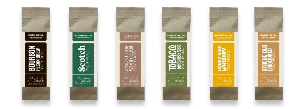 Licker Pickers Toothpicks - Vente Cure-dents - Cure-dents Stache - Collection Speak Easy1