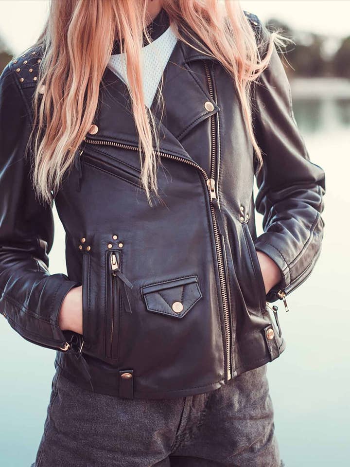 Giacca da moto in pelle «Rose» per la vendita all'ingrosso da parte di Eudoxie