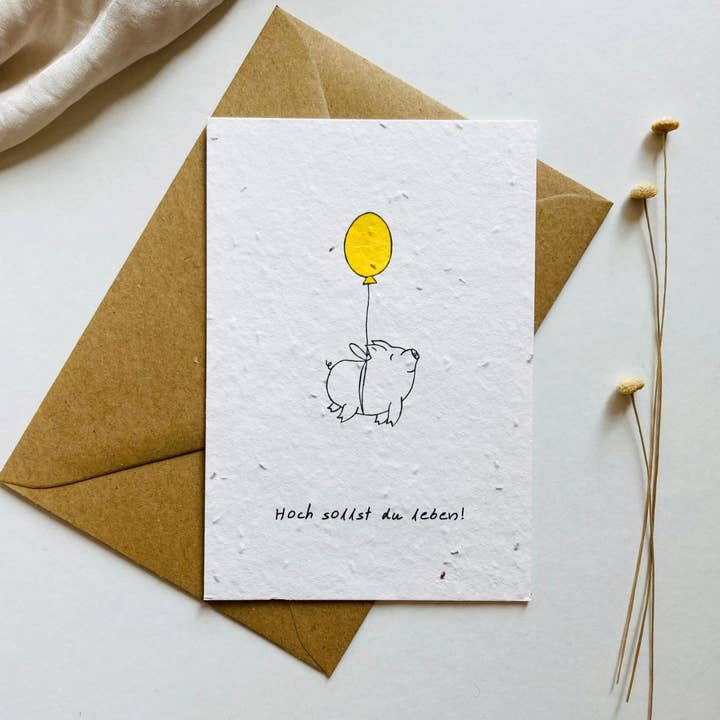 Einpflanzbare Geburtstagskarte | Samenkarte | Schwein für den Großhandel von BlühWerk Papeterie OG