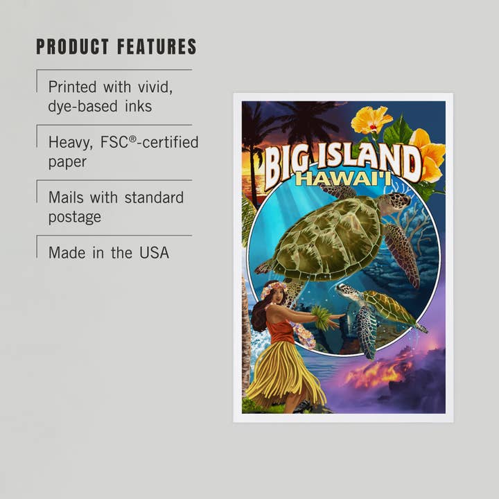 Lantern Press - Wholesale Postcard - PREMIUM POSTCARDS Big Island, Hawaii, Big Island Montage2