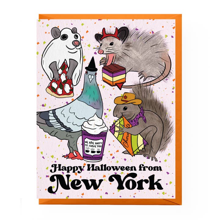NYC Animal Halloween Card for wholesale by Boss Dotty Paper Co.