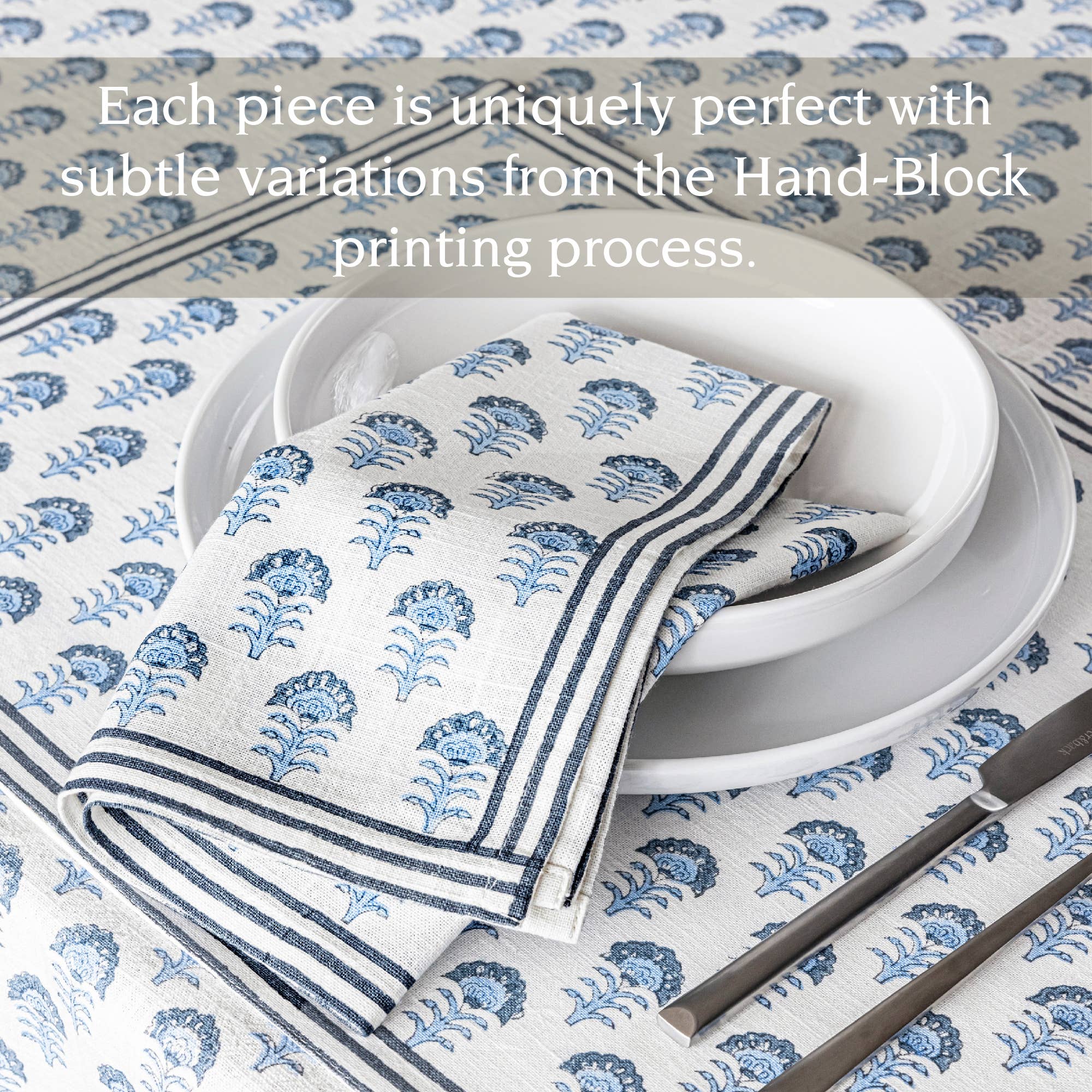 over&back - Wholesale Dinner & Cloth Napkin - Artisan Hand-Blocked Cloth Napkins – 100% Cotton – Set of 4 14