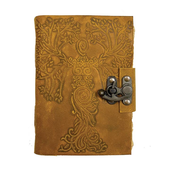 Diario de cuero en blanco Yellow Goddess of Life (5 x 7 pulgadas) para venta al por mayor de Designs by Deekay Inc.