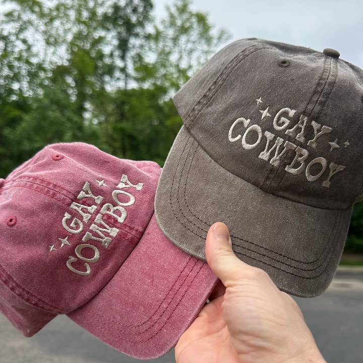 Gay Cowboy Embroidered Pigment-Dyed Cap for wholesale by femfetti