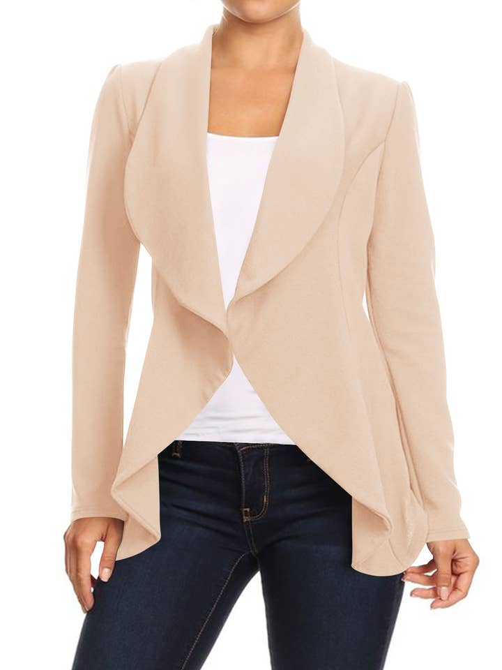 Women's Casual Wear Open Front Solid Blazer (Open Pack) for wholesale by MOA COLLECTION