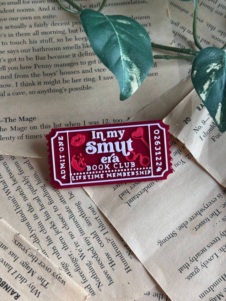 In My Smut Era Ticket Pin for wholesale by Nordic Book Adventure