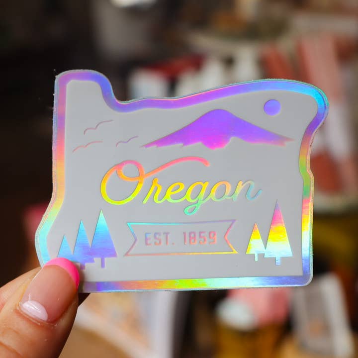 Autocollant holographique Oregon pour la vente par Little Viper Co