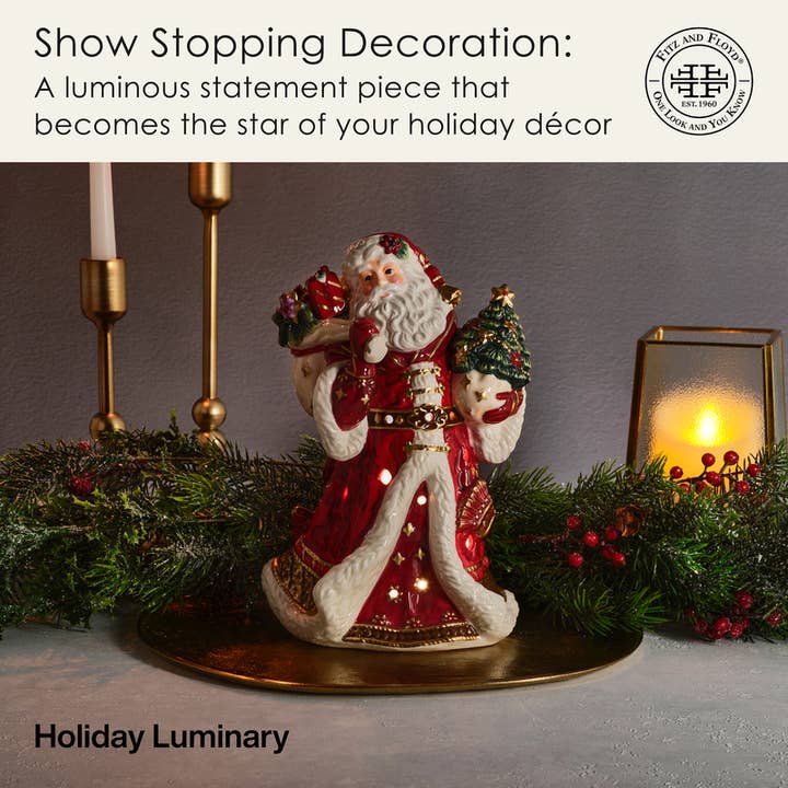 RED Fitz and Floyd Hldy Luminary Renaissance Santa Photo Box for wholesale on Faire4