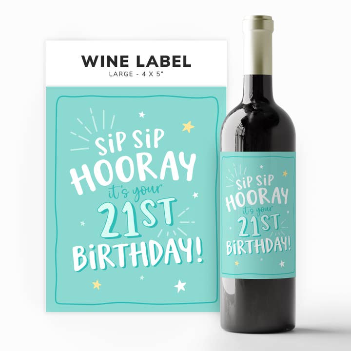 Étiquette de vin pour 21e anniversaire, Cadeaux pour 21e anniversaire, Boutique. pour la vente par Kreate Paper Co.
