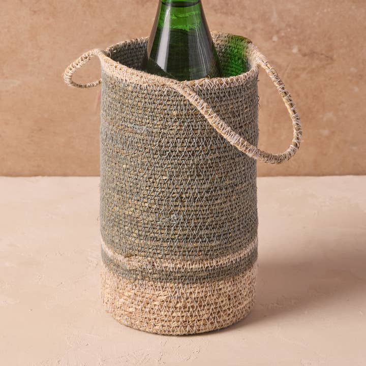 Hydra Woven Seagrass Bottle Holder, Seafoam for wholesale by Be Home US