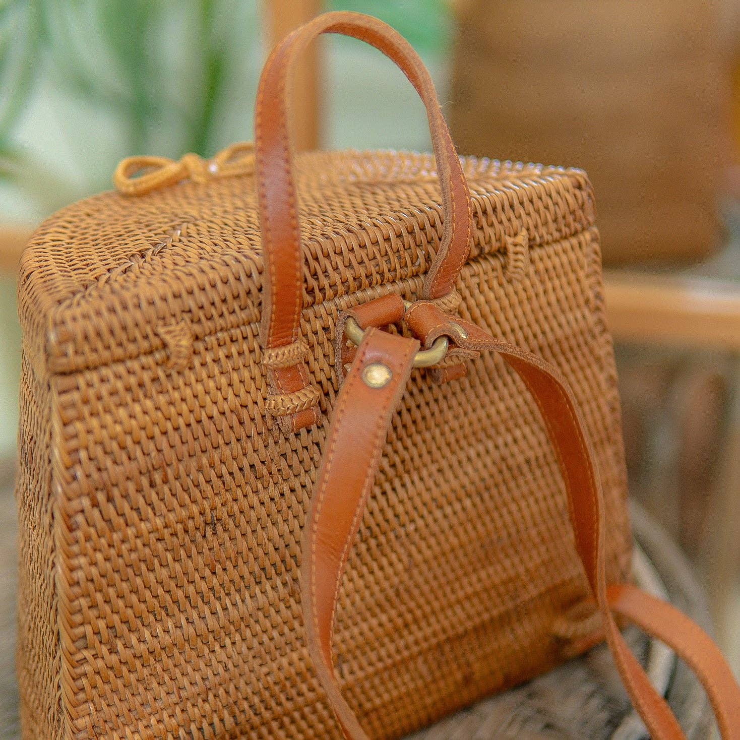 Kayu&Co. - Wholesale Backpack - Women's - Pipa Backpack – Handwoven Rattan & Leather Mini Backpack2