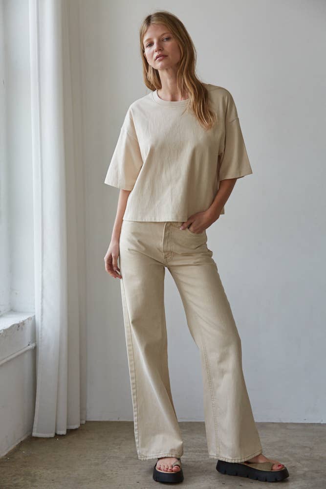 By Together - Wholesale Knit Top - Women's - L8688 | Knit Cotton Crew Neck Drop Shoulder Short Sleeve Top9