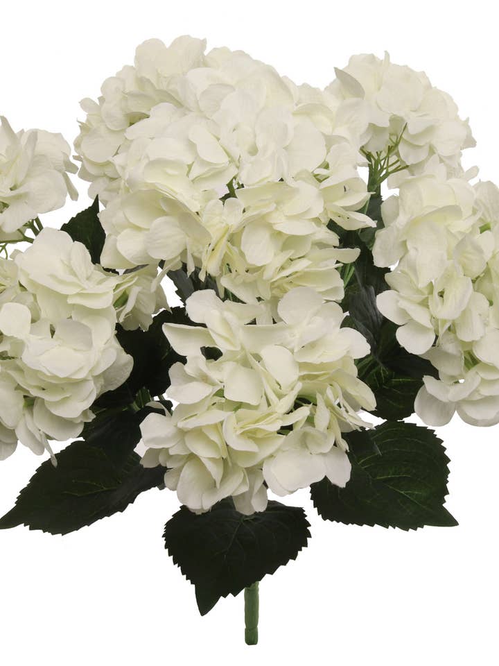 20-Inch Hydrangea Bush With 7 Silk Flowers & Leaves for wholesale by Larksilk