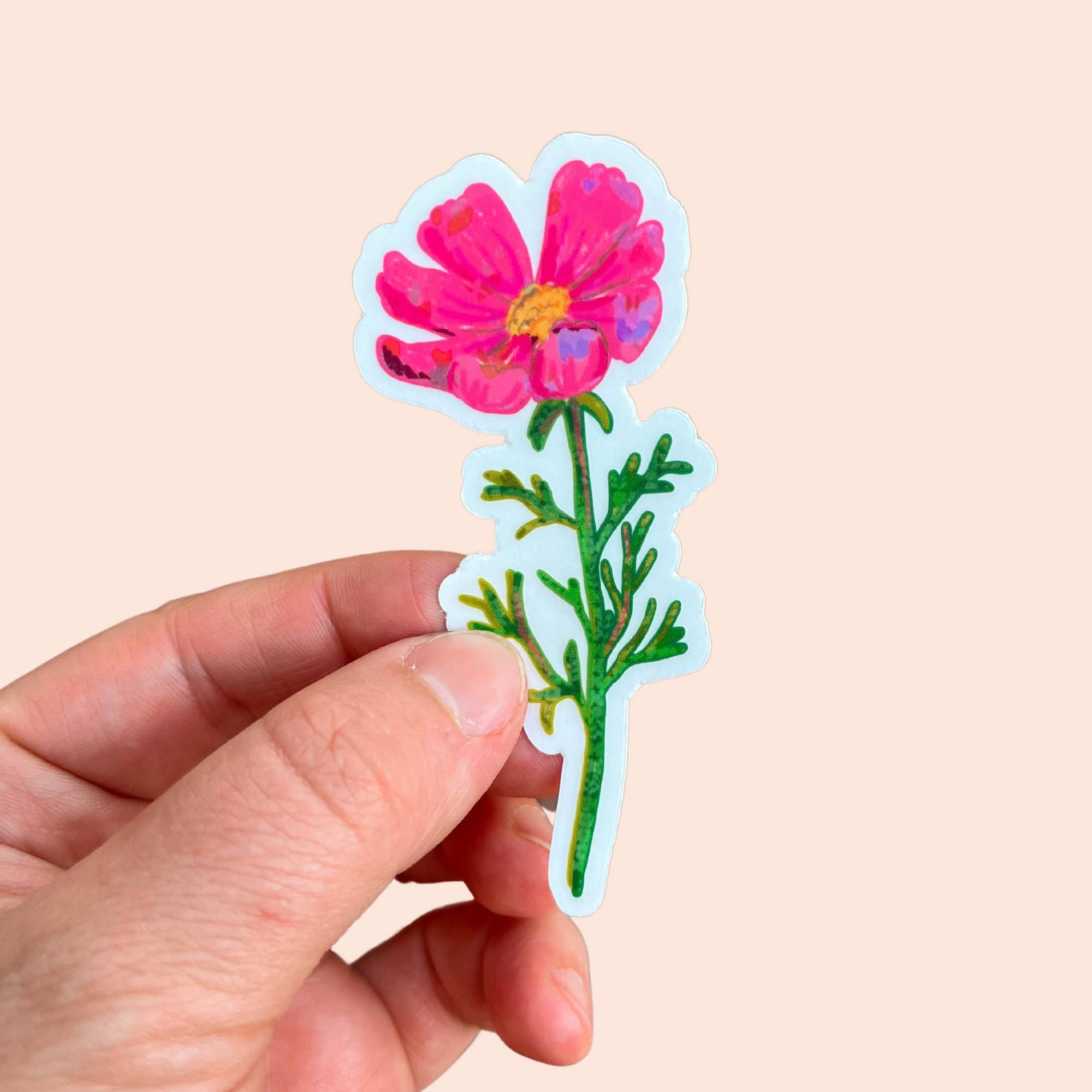 Laurenspired - Vente Autocollant - Autocollant en vinyle Cosmo Flower, jolis autocollants printaniers roses