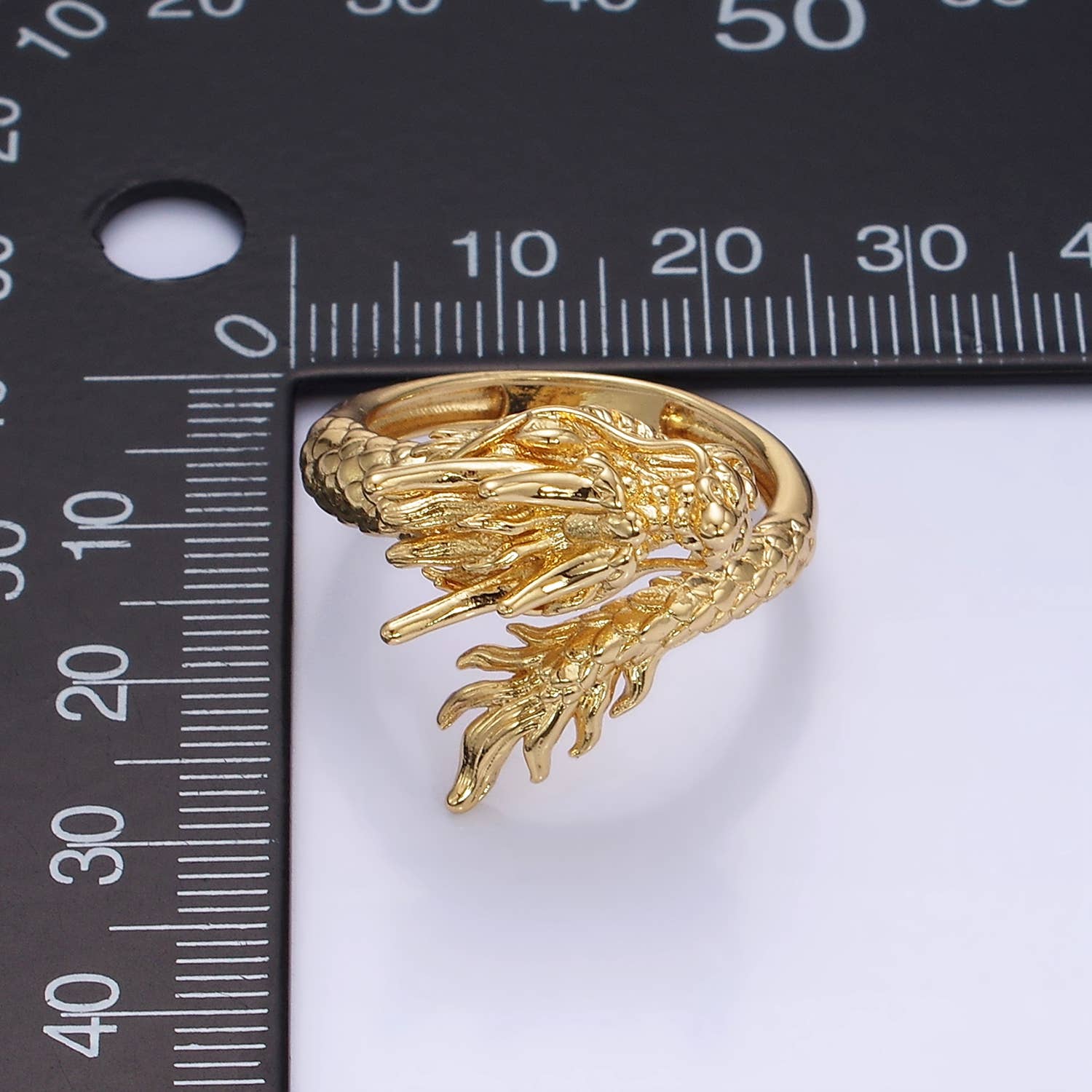 Aim Eternal - Wholesale Cocktail/Statement Ring - 14K Gold Filled Artisan Scaled Dragon Wrap Ring | O13603
