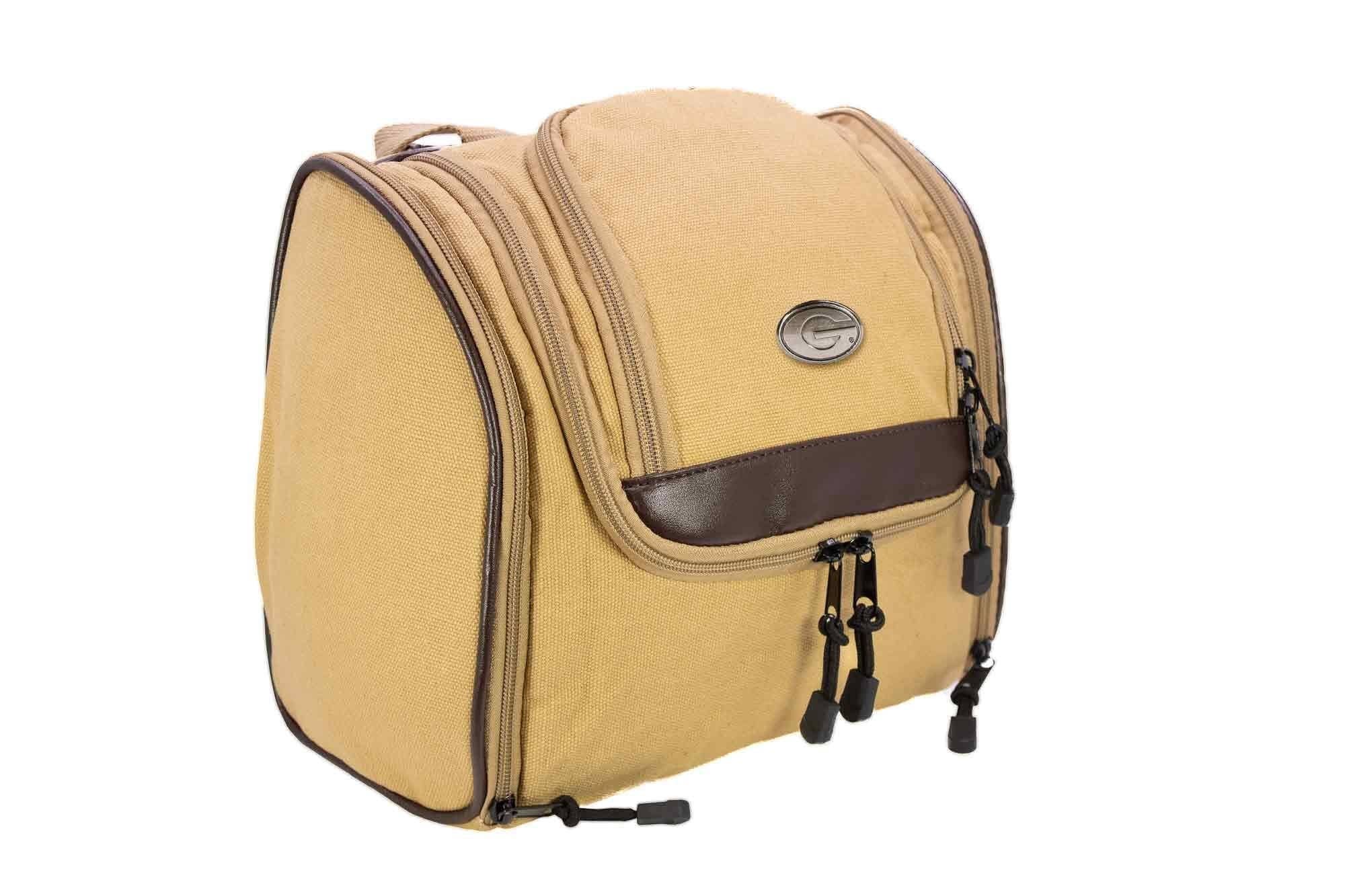 Georgia Bulldogs Men's Khaki Hanging Toiletry Bag. for wholesale on Faire2