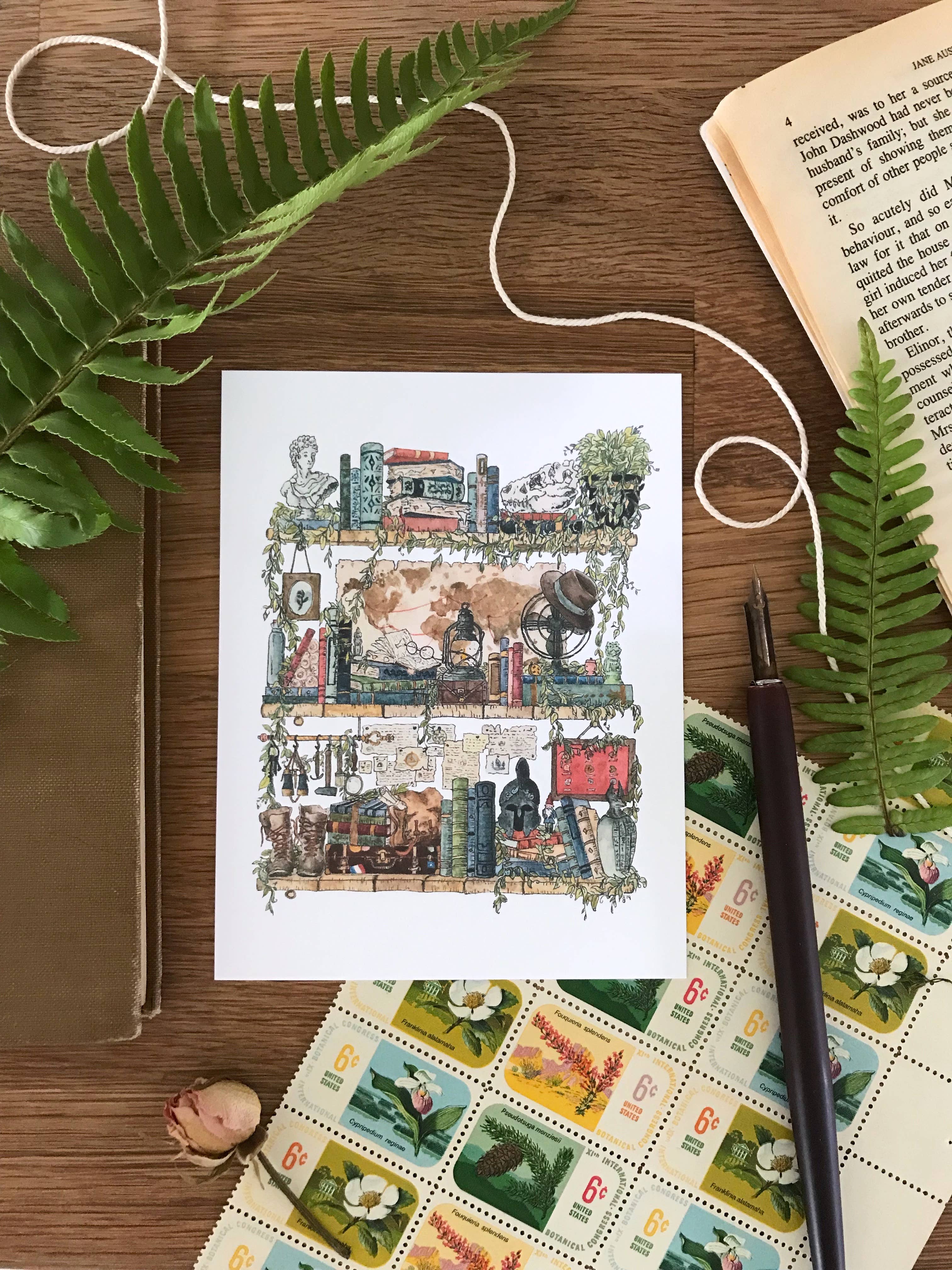 Lizzy Gass - Wholesale Postcard - The Archaeologist's Shelves Postcard6