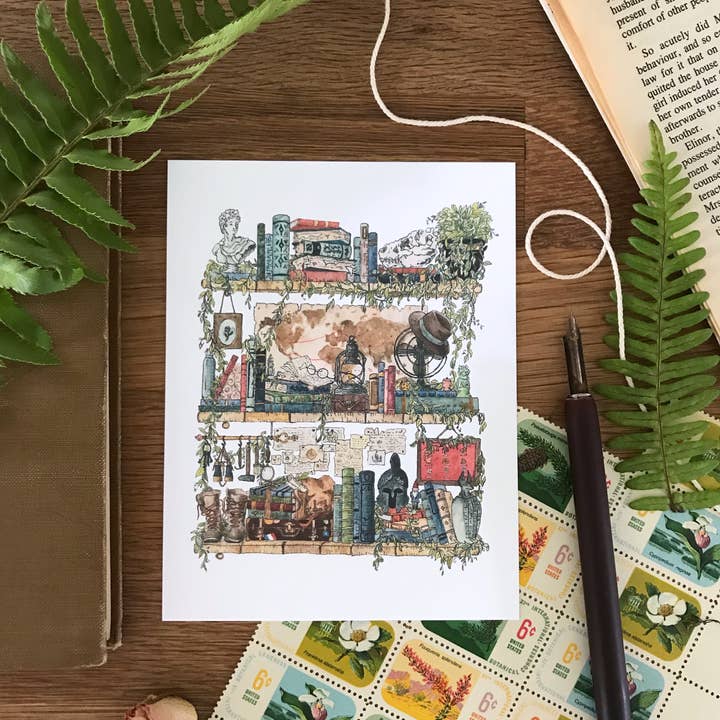 Lizzy Gass - Wholesale Postcard - The Archaeologist's Shelves Postcard6