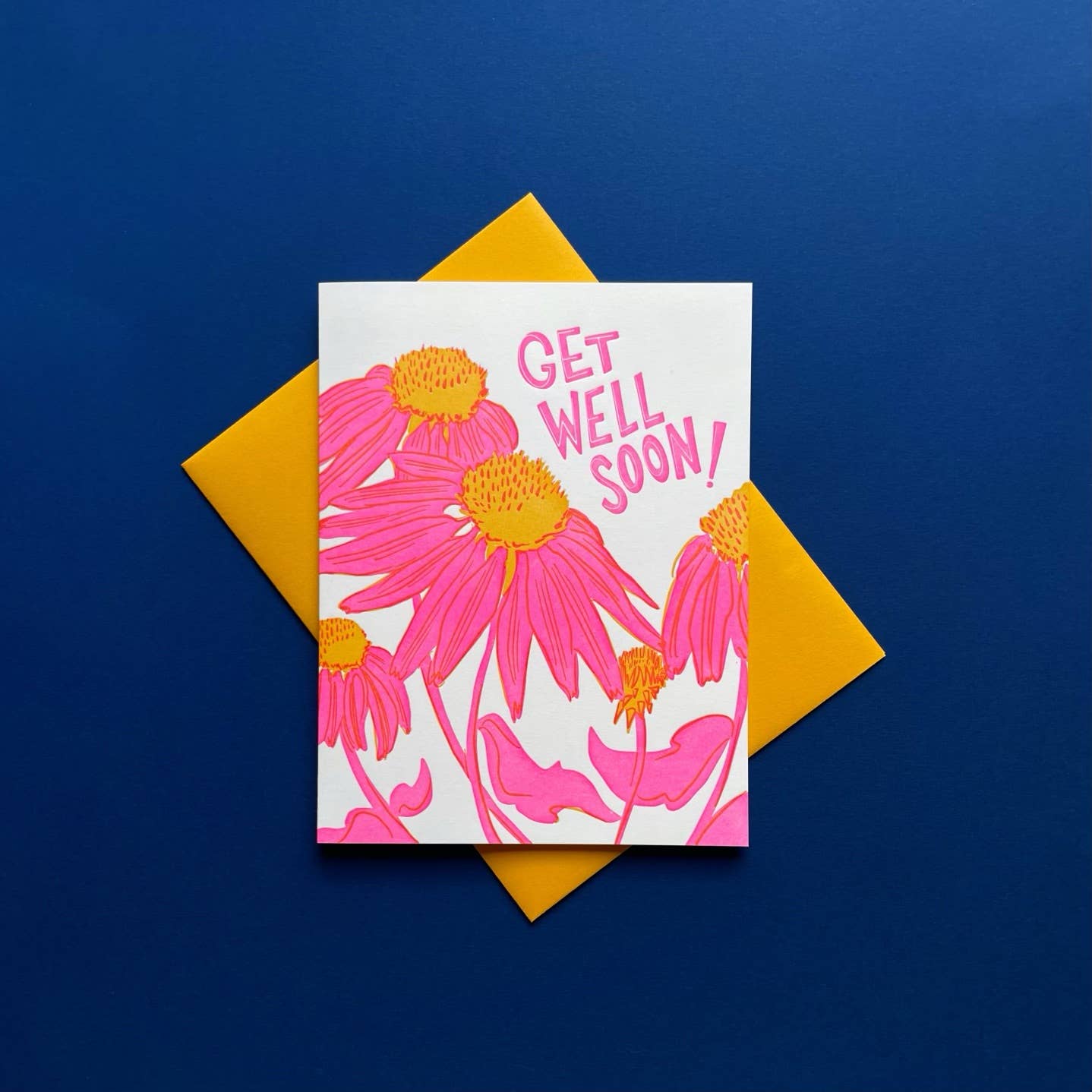 Pier Six Press - Wholesale Get Well Card - Get Well Soon Echinacea - Get Well Risograph Greeting Card
