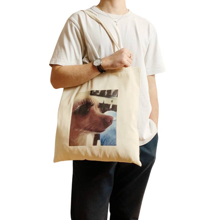 ZZZEBRAAA LIMITED - Wholesale Tote Bag - Unisex - Sassy Dog Meme Tote Bag Eyelashes on Fleek Y2K Aesthetic Ico4