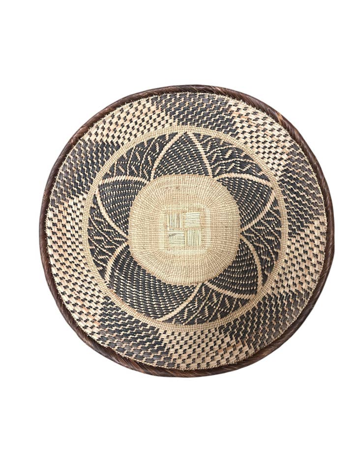 Cesto Africano Binga ou Tonga do Zimbabué de 18" de diâmetro Cesto # 74 por atacado de The African Home Goods