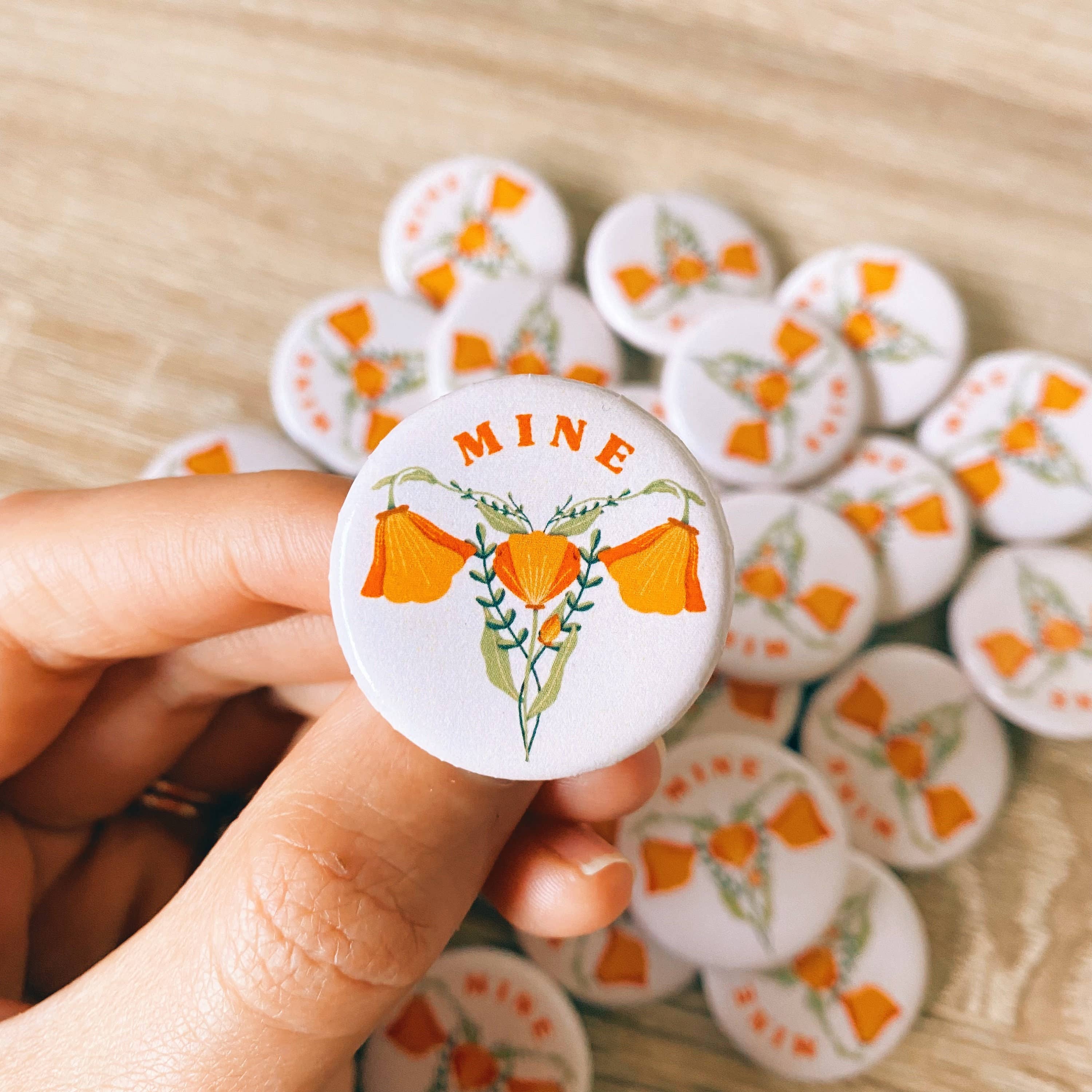 Hay Design Co. - Wholesale Lapel Pin/Button - Floral Uterus Pin | Flower Feminist Button2