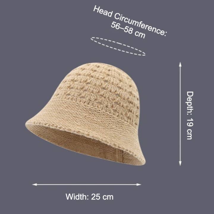 Funkyrel® Atzbranding Limited - Wholesale Bucket Hat - Women's - Haila - Winter Openwork Knitted Bucket Hat7