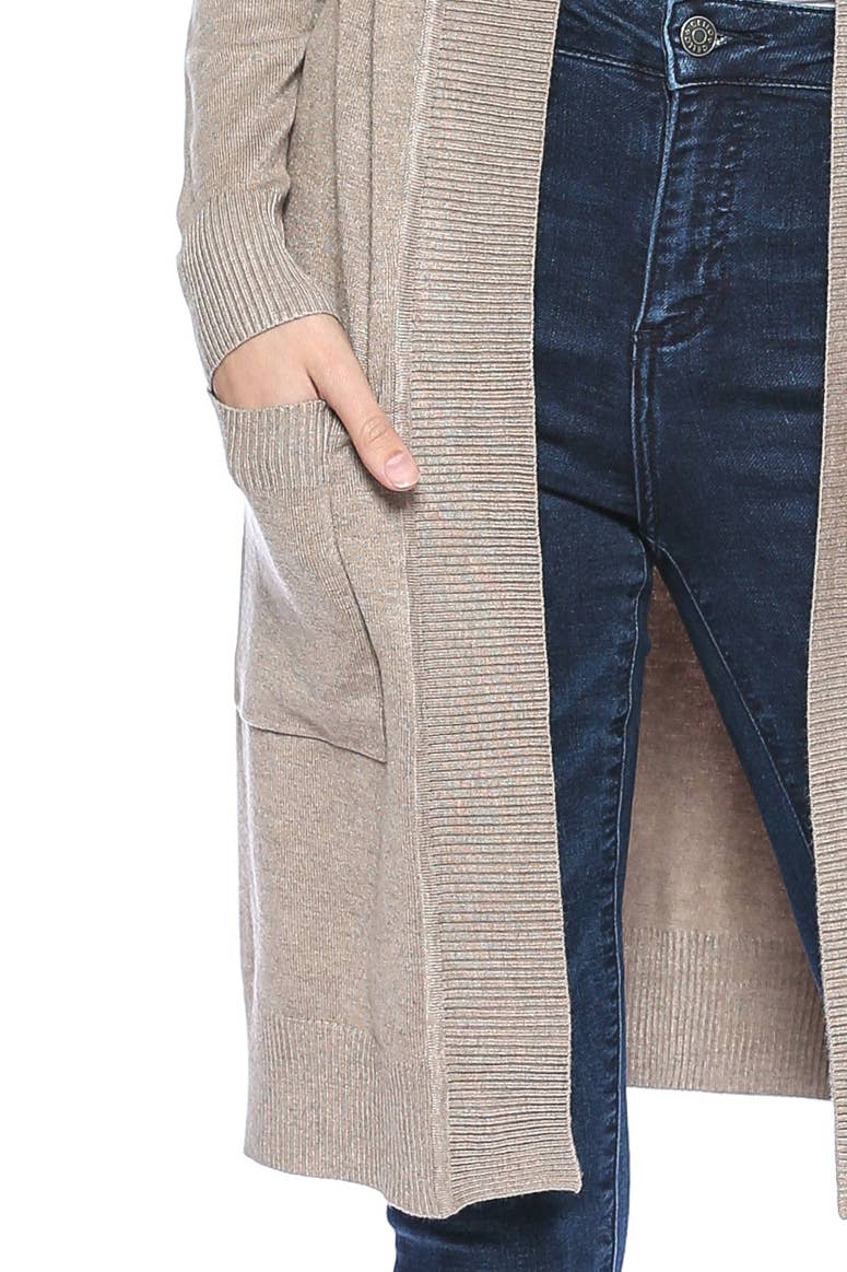 Newself Collection - Vente Cardigan – femme - Cardigan long en tricot ouvert classique à manches longues14