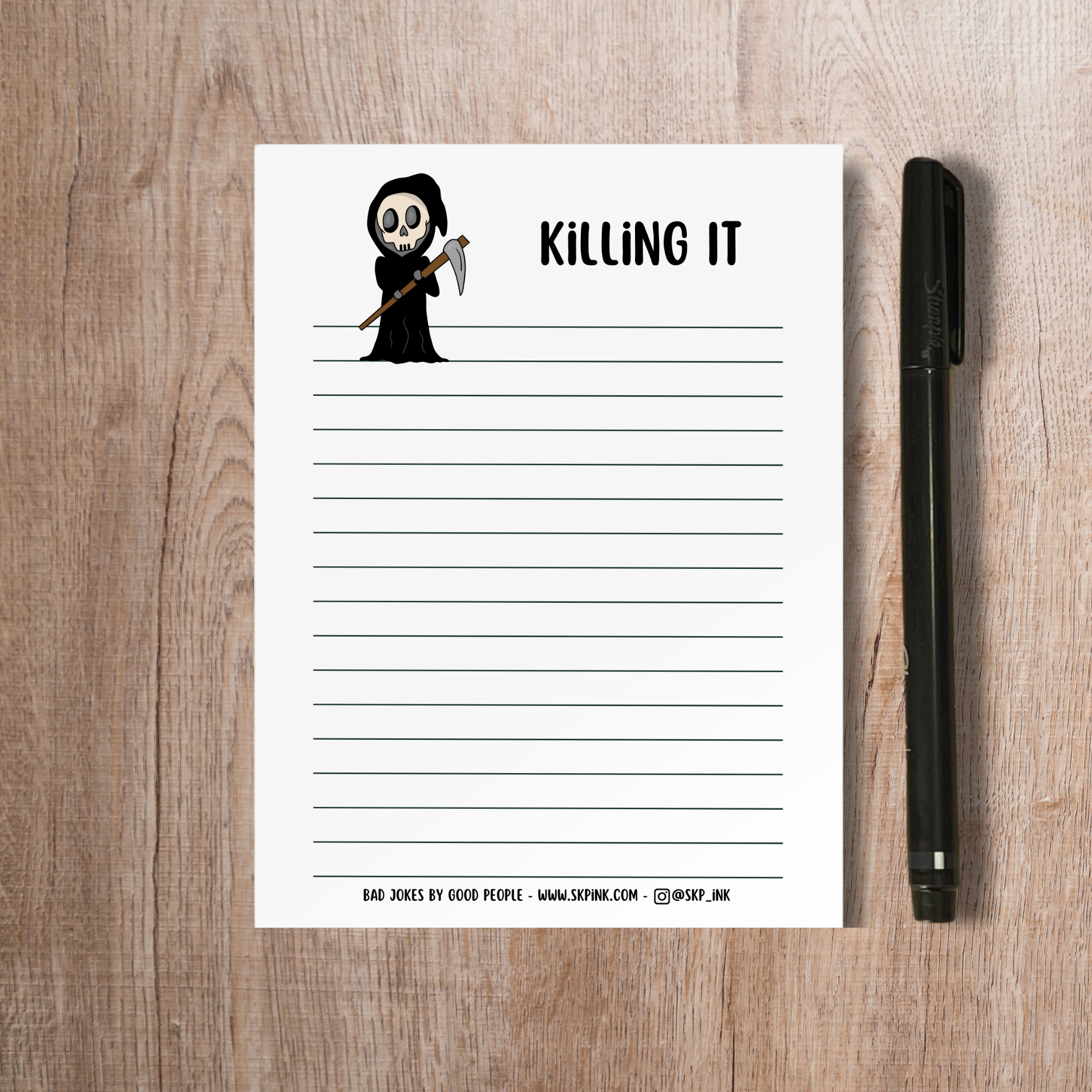 SKP ink – Bloco de notas por atacado – Bloco de notas Funny Grim Reaper | Papelaria You're Killing Iit Pun2