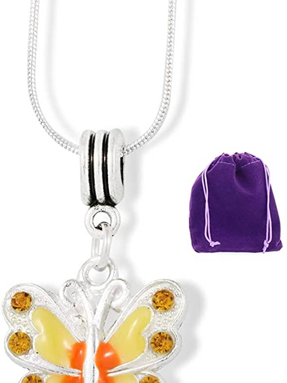 Colar de corrente de serpente com pingente de esmalte colorido com pingente de borboleta por atacado de Dave The Bunny