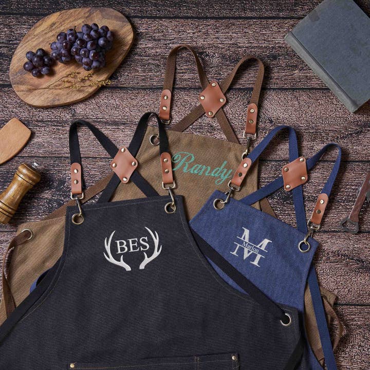 RockCow Leather Studio - Wholesale Apron - Personalized Canvas Workshop Apron with Pockets, Custom Bar, BBQ & Bartender Apron5