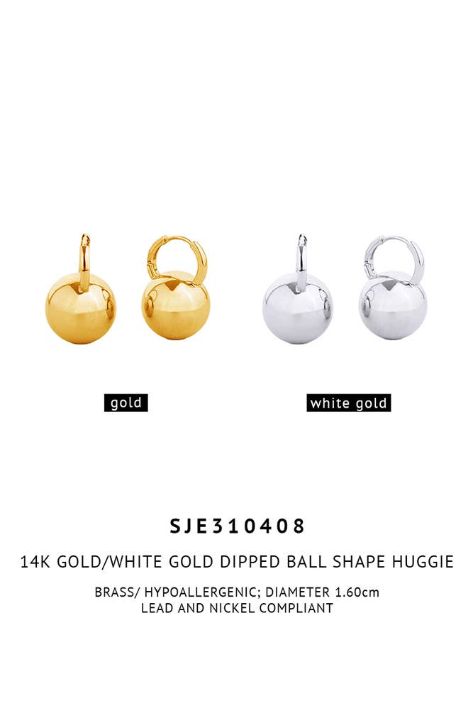 Hana - Vente Petits anneaux - Huggie en forme de boule trempée 14 carats1