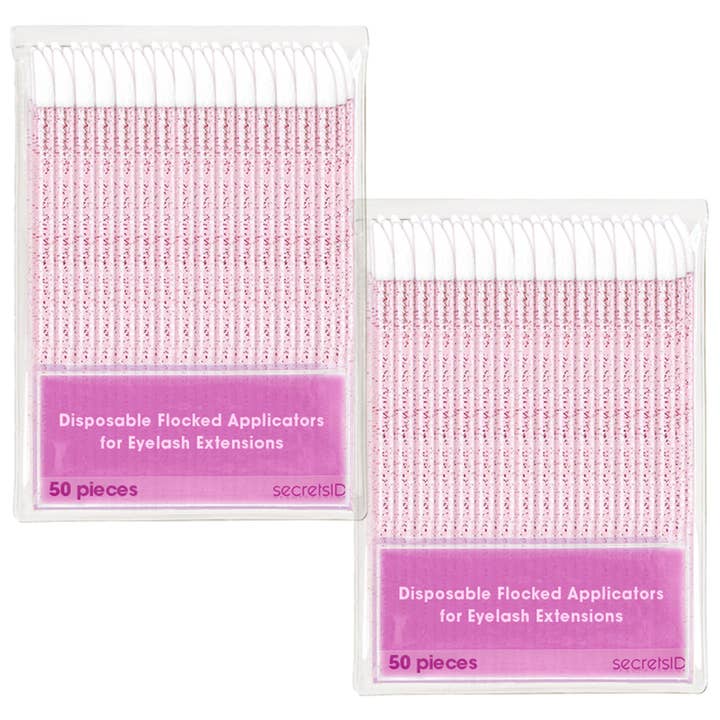 Disposable Glitter Lint-Free Applicators for Eyelash Extensions - Pack of 100 Hot Pink Flocked Lash Swabs for wholesale by SecretsID
