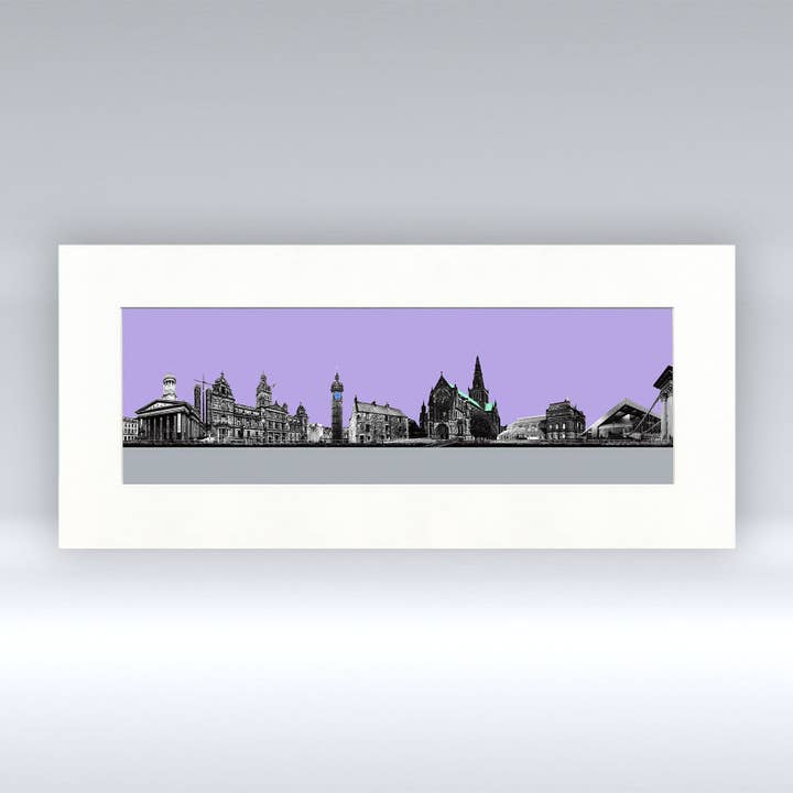 Glasgow City Silhouette - Mounted Print for wholesale by Pureminted