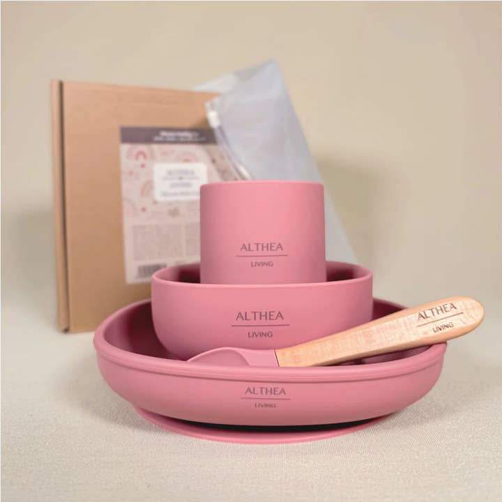 Althea Living - Vente Service à vaisselle - Vaisselle bébé en silicone biologique - 4 pièces3