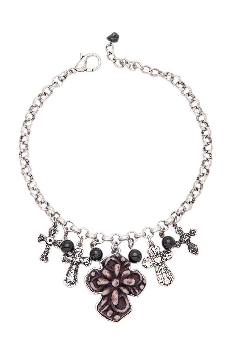 Rope & Spurs - Vendita all'ingrosso Accessorio per scarpe - Unisex - Ciondolo a forma di stivali Western con croce Mi5