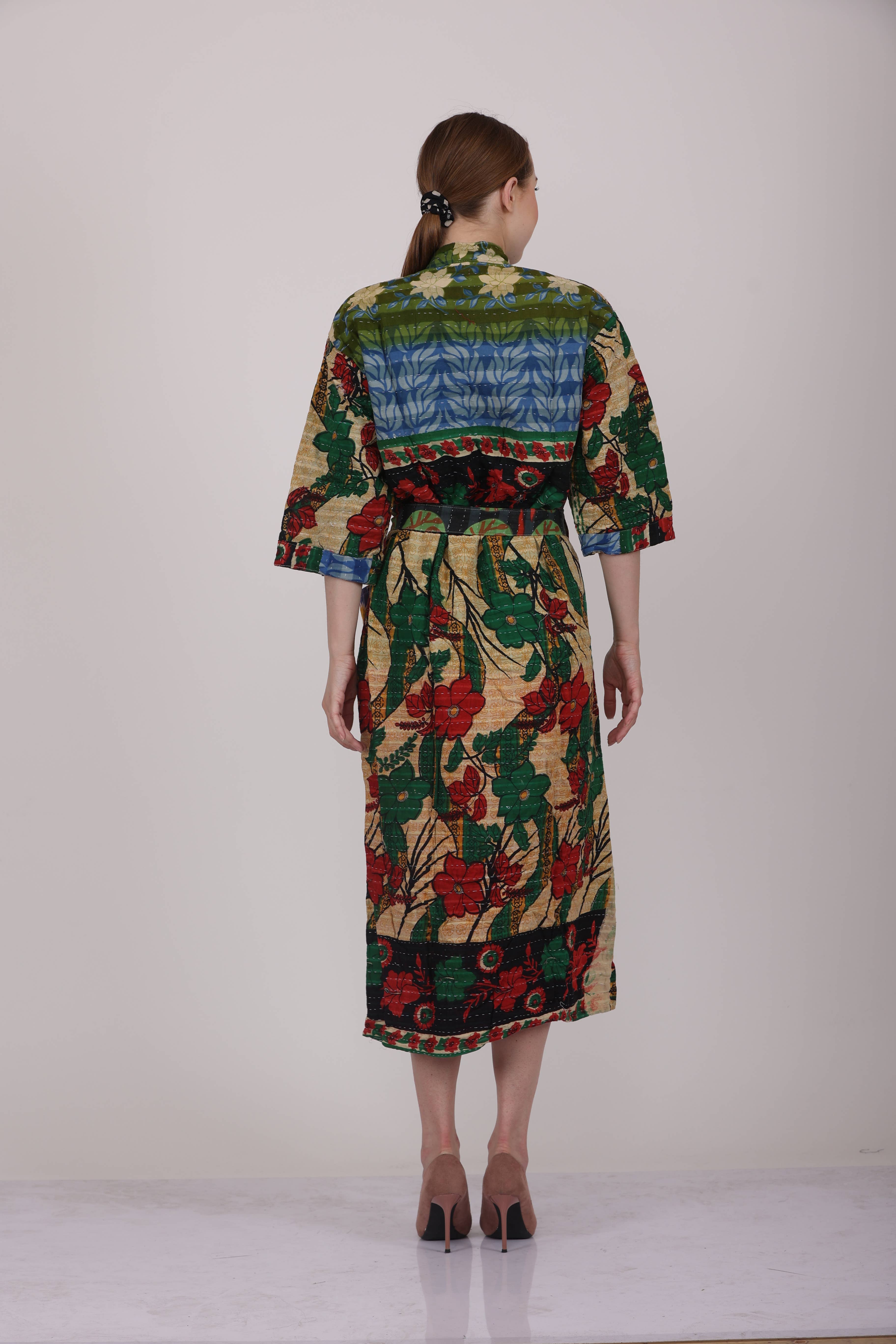 Wevez – Robe - Mulher por atacado – Lote por Atacado de Casacos Vintage Kantha Estampados para Mulheres7