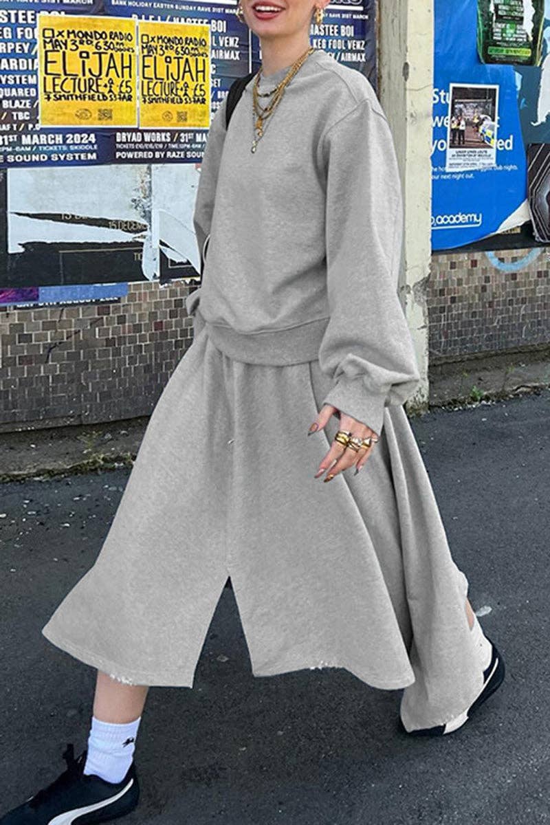 GRAU Asymmetrisches Rock-Set für den Großhandel auf Faire