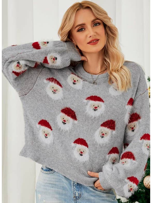 Miss Sparkling - Wholesale Knit Sweater - Women's - Santa Claus Sweater