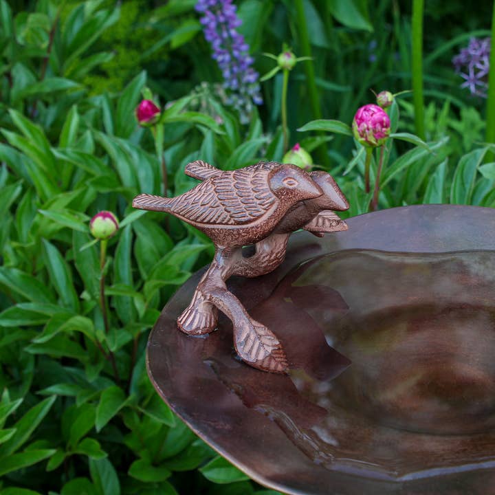 ACHLA Designs - Wholesale Bird Bath - Antiqued Birdbath w/ Birds- Stake