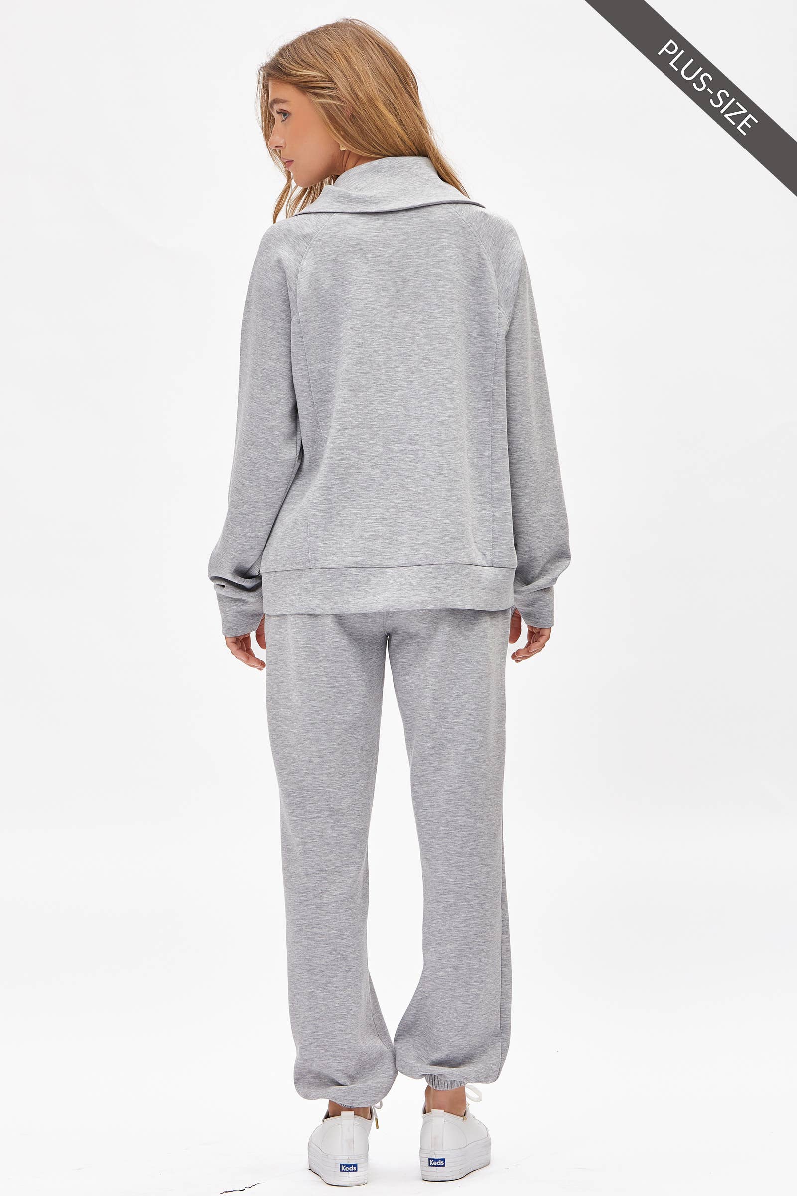 Dear Scarlett - Wholesale Lounge Set - Women's - PLUS SIZE Quarter Zip Pullover + Jogger Modal Travel Set17